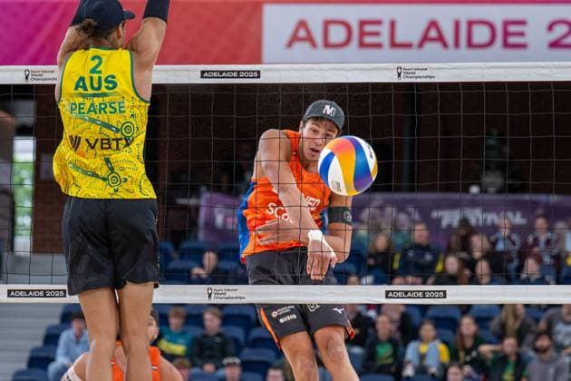 RECORD DATE NOT STATED ADELAIDE, AUSTRALIA - NOVEMBER 17: Matthew Immers (Player 2 - NED) during the Beach volleyball, Beachvolleyball World Championships at Adelaide on November 17, 2025 in Adelaide, Australia. Australia Copyright: xBEAUTIFULxSPORTS PeterxWeberx