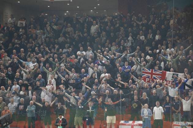 Group K European qualification football match between Albania and England in Tirana, Albania. - 15 November 2025. England s fans cheer during the FIFA World Cup, WM, Weltmeisterschaft, Fussball 2026 European qualification football match between Albania and England at the Air Albania stadium in Tirana, on November 16, 2025. TIRANA ALBANIA Copyright: xMALTONxDIBRAx