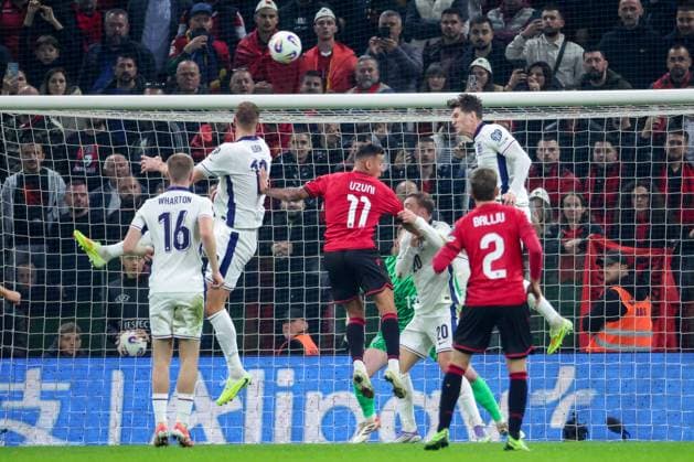 November 16, 2025, Tirana, Tirana, Albania: John Stones of England in action during their FIFA World Cup, WM, Weltmeisterschaft, Fussball 2026 qualifier match between Albania and England in Tirana, Albania on 16 November 2025. Tirana Albania - ZUMAb266 20251116_zip_b266_005 Copyright: xArmandoxBabanix