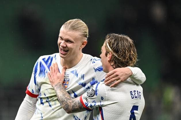 Italy v Norway - FIFA World Cup, WM, Weltmeisterschaft, Fussball 2026 Qualifier Erling Haaland of Norway celebrates after a victory in the 2026 FIFA World Cup Qualifying Group I football match between Italy and Norway in Milan, Italy, on November 16, 2025, at Giuseppe Meazza San Siro stadium Milano Italy  Copyright: xTizianoxBallabiox originalFilename:ballabio-italyand251116_nphSv.jpg