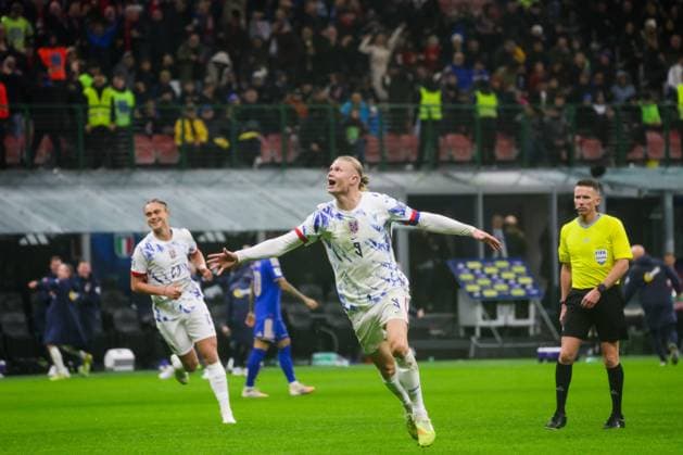 November 16, 2025, Milano, Lombardia, italia: Goal the Erling Haaland (Norway) During the November 16, 2025, football match between Italy and Norway in the Group I World Cup Qualifiers at the San Siro Stadium in Milan. Milano italia - ZUMAs236 20251116_aap_s236_091 Copyright: xFabioxSassox