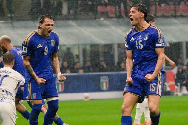 Italy against Norway during the European Qualifiers 2025 match at Giuseppe Meazza Stadium (San Siro) in Milan, Italy, on 16 November 2025 2026; in the photo: Francesco Pio Esposito (Italy) celebrating his goal  Copyright: xFedericoxSerra IPAxSportx xipa-agency.netx xx IPA_68048268 IPA_Agency_IPA68048268