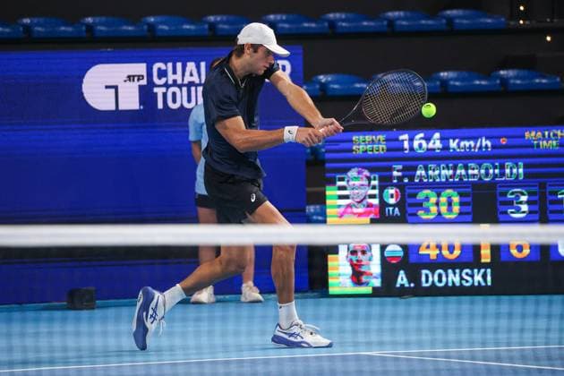 Alexander DONSKI (BUL) during ATP, Tennis Herren Challenger Bergamo, International Tennis match in Bergamo, Italy, November 17 2025  Copyright: xRobertaxCorradin IPAxSportx xipa-agency.netx xx IPA_68055037 IPA_Agency_IPA68055037