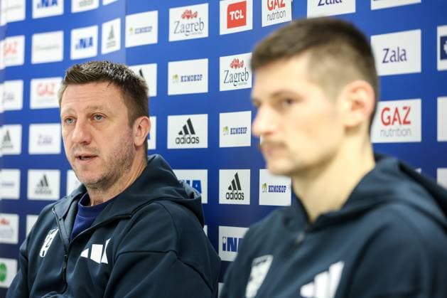 HC Zagreb press conference, PK, Pressekonferenz HC Zagreb Head Coach Andrija Nikolic speaks during a HC Zagreb press conference at Kutija Sibica Sports Hall in Zagreb, Croatia on November 17, 2025. ahead Machineseeker EHF Champions league match against SC Magdeburg.  IgorxKralj PIXSELL