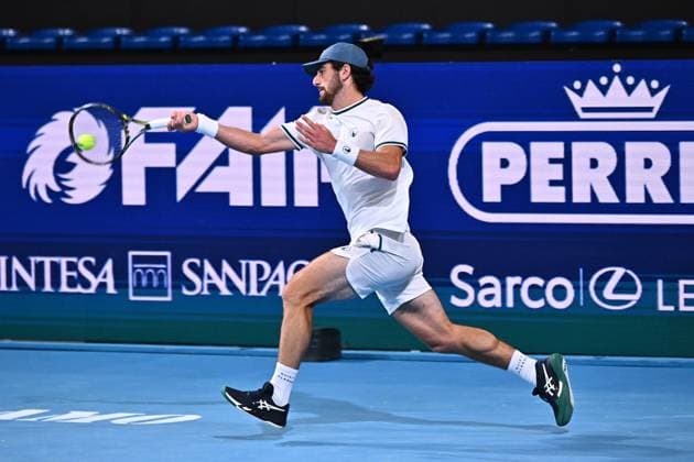 Tennis: ATP, Tennis Herren Challenger Internazionali Di Bergamo 2025 Buvaysar Gadamauri of Belgium participates in the ATP Challenger Trofeo Faip-Perrel 2025 at Choruslife Arena in Bergamo, Italy, on November 17, 2025. Bergamo Italy  Copyright: xMichelexMaravigliax originalFilename:maraviglia-tennisat251117_npbwV.jpg