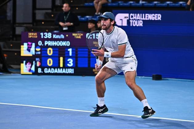 Tennis: ATP, Tennis Herren Challenger Internazionali Di Bergamo 2025 Buvaysar Gadamauri of Belgium participates in the ATP Challenger Trofeo Faip-Perrel 2025 at Choruslife Arena in Bergamo, Italy, on November 17, 2025. Bergamo Italy  Copyright: xMichelexMaravigliax originalFilename:maraviglia-tennisat251117_npYJN.jpg