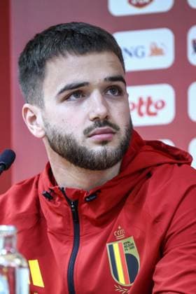 Belgium s Nicolas Raskin pictured during a press conference, PK, Pressekonferenz of the Red Devils, the Belgian national soccer team, in Liege on Monday 17 November 2025. The team is preparing for its last World Cup 2026 qualification match against Liechtenstein tomorrow. BRUNOxFAHY  x142223538x