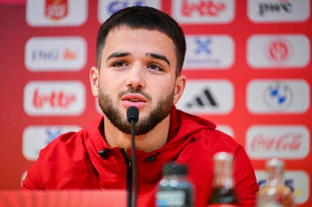 Belgium v Liechtenstein - FIFA World Cup, WM, Weltmeisterschaft, Fussball 2026 UEFA Qualifiers - Media Activities 17 11 2025 LIEGE, BELGIUM - NOVEMBER 17 : Raskin Nicolas midfielder of Belgium talking to the press during a press conference, PK, Pressekonferenz ahead of the FIFA World Cup 2026 UEFA European Qualifiers group J qualifying round matchday 10 between Belgium and Liechtenstein on November 17, 2025 in Liege, Belgium, 17 11 2025 Liege Belgium  Copyright: xVincentxKalutx