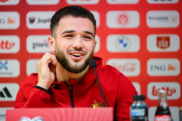Belgium v Liechtenstein - FIFA World Cup, WM, Weltmeisterschaft, Fussball 2026 UEFA Qualifiers - Media Activities 17 11 2025 LIEGE, BELGIUM - NOVEMBER 17 : Raskin Nicolas midfielder of Belgium talking to the press during a press conference, PK, Pressekonferenz ahead of the FIFA World Cup 2026 UEFA European Qualifiers group J qualifying round matchday 10 between Belgium and Liechtenstein on November 17, 2025 in Liege, Belgium, 17 11 2025 Liege Belgium  Copyright: xVincentxKalutx