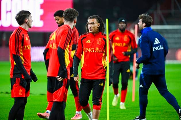 Belgium v Liechtenstein - FIFA World Cup, WM, Weltmeisterschaft, Fussball 2026 UEFA Qualifiers - Media Activities 17 11 2025 LIEGE, BELGIUM - NOVEMBER 17 : Moreira Da Silva Diego defender of Belgium pictured during a training session ahead of the FIFA World Cup 2026 UEFA European Qualifiers group J qualifying round matchday 10 between Belgium and Liechtenstein on November 17, 2025 in Liege, Belgium, 17 11 2025 Liege Belgium  Copyright: xVincentxKalutx