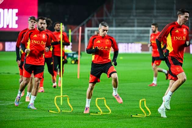 Belgium v Liechtenstein - FIFA World Cup, WM, Weltmeisterschaft, Fussball 2026 UEFA Qualifiers - Media Activities 17 11 2025 LIEGE, BELGIUM - NOVEMBER 17 : Trossard Leandro forward of Belgium pictured during a training session ahead of the FIFA World Cup 2026 UEFA European Qualifiers group J qualifying round matchday 10 between Belgium and Liechtenstein on November 17, 2025 in Liege, Belgium, 17 11 2025 Liege Belgium  Copyright: xVincentxKalutx