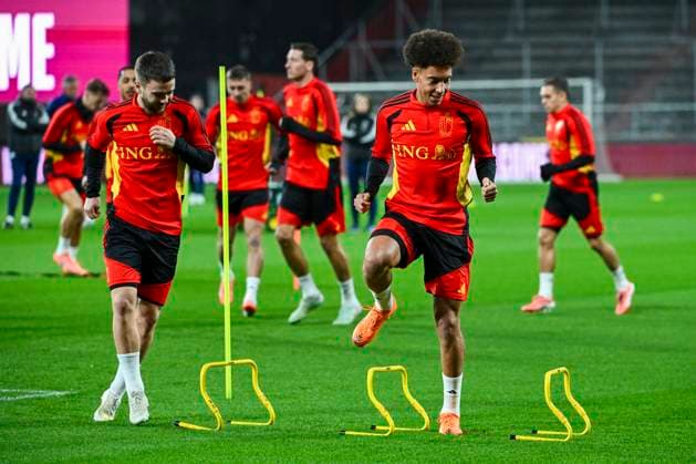 Belgium v Liechtenstein - FIFA World Cup, WM, Weltmeisterschaft, Fussball 2026 UEFA Qualifiers - Media Activities 17 11 2025 LIEGE, BELGIUM - NOVEMBER 17 : Raskin Nicolas midfielder of Belgium, Witsel Axel midfielder of Belgium pictured during a training session ahead of the FIFA World Cup 2026 UEFA European Qualifiers group J qualifying round matchday 10 between Belgium and Liechtenstein on November 17, 2025 in Liege, Belgium, 17 11 2025 Liege Belgium  Copyright: xVincentxKalutx