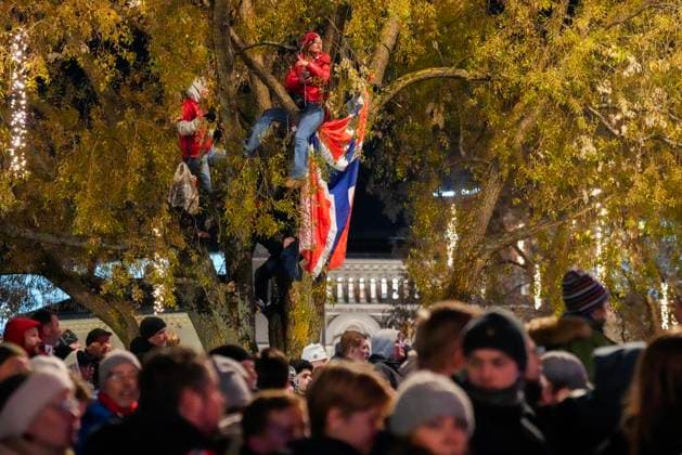Football, Norway national team, Celebration of successful European Championship qualification in Oslo
