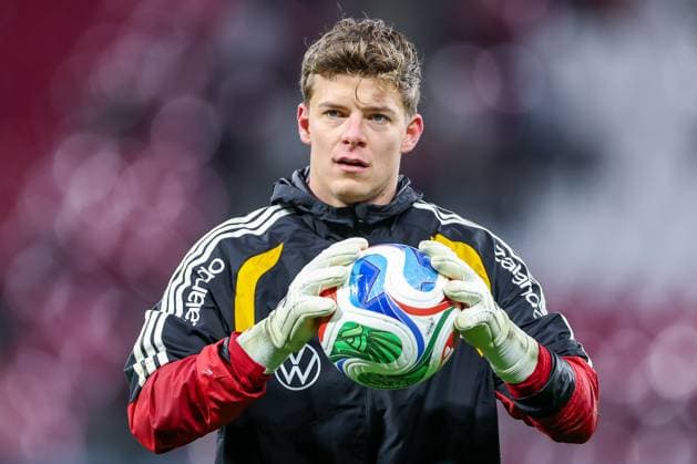 17 11 2025, Football, International match, World Cup Qualification Europe, Germany Slovakia, Red Bull Arena Leipzig , 10 Matchday, Season 2025 2026 Goalkeeper Finn Dahmen GER 21 Regulations prohibit any use of photographs as image sequences and or quasi video Sachsen Deutschland