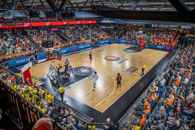 1 Basketball Bundesliga, easyCredit BBL, Season 2025 2026, Men, Cup quarter-finals, 17 11 2025, RASTA Vechta EWE Baskets Oldenburg RASTA Dome Venue RASTA Vechta during the match Vechta RASTA Dome Lower Saxony Germany