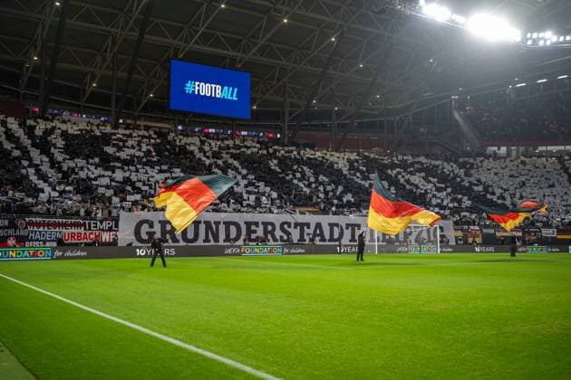 17 11 2025, Soccer match, World Cup Qualification, Group A, Season 2025 2026, Germany Slovakia in the Red Bull Arena in Leipzig Choreo of the Leiupzig fans for the national team Important note According to FIFA and UEFA regulations, it is prohibited to use or have used photographs taken in the stadium and or of the match in the form of sequential images and or video-like photo series Foto Kirchner Media TH Copyright: xKirchner-Media THx