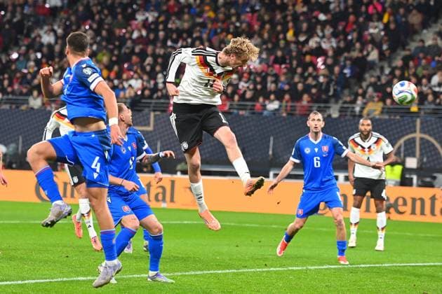 Goal Nick WOLTEMADE GER to 1 0, action header, penalty area scene soccer international, World Cup Qualification Group A Matchday 06, Germany GER Slovakia SVK on 17 11 2025, RED BULL ARENA Â