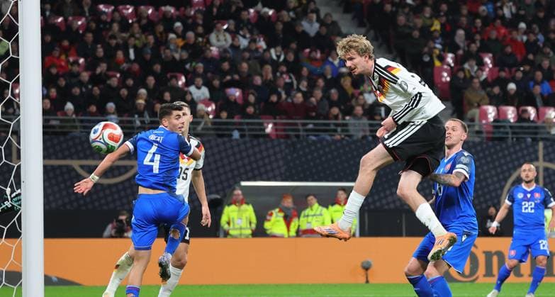 Leipzig , Football international World Cup qualifier Europe , Germany v Slovakia , Goal for 1 0 by Nick Woltemade GER