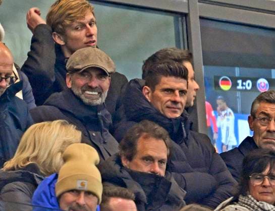 17 11 2025, Soccer World Cup Qualification Europe 2025 26, 10 Matchday, Germany Slovakia, in the Red Bull Arena Leipzig Germany Jürgen Klopp leipzig and Mario Gomez Leipzig