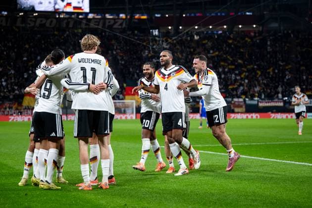 Leroy Sane Germany, 19 , Nick Woltemade Germany, 11 , Serge Gnabry Germany, 20 , Jonathan Tah Germany, 04 , David Raum Germany, 22 celebrate the goal for 3 0, GER, Germany vs Slovakia, Football, Men, World Cup Qualification Europe, Matchday 6, Season 2025 2026, 17 11 2025 GER, Germany vs Slovakia, Football, Men, World Cup Qualification Europe, Matchday 6, Season 2025 2026, 17 11 2025 Leipzig Copyright: xEibner-Pressefoto Memmlerx EP_MMR