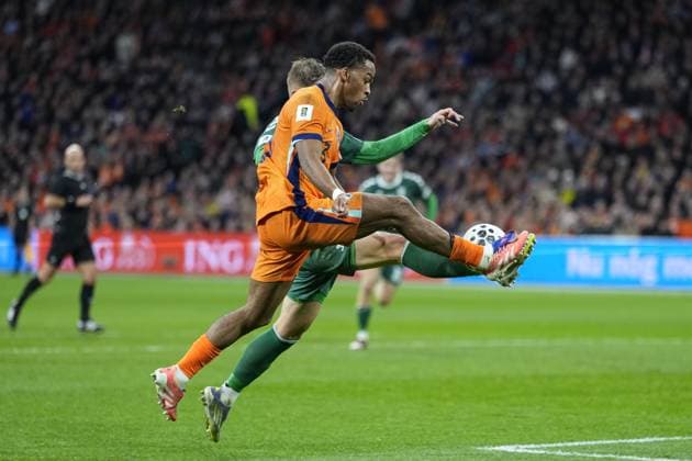 AMSTERDAM, 17-11-2025, Johan Cruijff ArenA , season 2025 2026 , FIFA World Cup, WM, Weltmeisterschaft, Fussball Qualifier football , match between The Netherlands and Lithuania. Pictures shows Netherlands player Jurrien Timber Netherlands - Lithuania  x32076038x Copyright:
