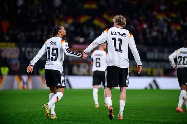LEIPZIG, GERMANY - 17 NOVEMBER, 2025: Leroy SanÃ , Nick Woltemade - The World Cup 2026 qualifying match Germany vs Slovakia at Red Bull Arena.  Copyright: xVitaliixKliuievx