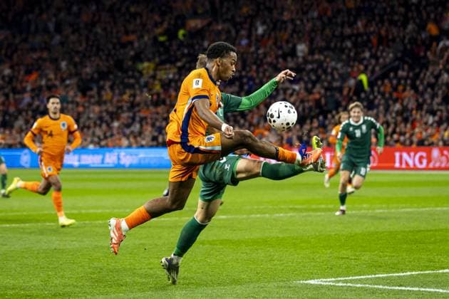 AMSTERDAM - Jurrien Timber of the Netherlands during the World Cup qualifying match between the Netherlands and Lithuania at the Johan Cruijff ArenA on November 17, 2025, in Amsterdam, Netherlands. ANP KOEN VAN WEEL FIFA 2026 World Cup Qualifier 2025-2026 xVIxANPxSportx xxANPxIVx 542369516 originalFilename: 542369516.jpg