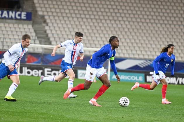 Football : France -U 21 v Iles Feroe -U 21 - UEFA European Under-21 Championship qualification Mathys Tel of France scoring goal during 2025 UEFA European Under-21 Championship qualification, Group C football match between France -U 21 and Iles FEROE -U 21 at the Alpes stadium Grenoble on November 17, 2025  Copyright: xALLILI_MOURADx