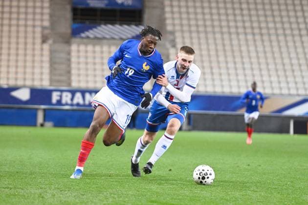 Football : France -U 21 v Iles Feroe -U 21 - UEFA European Under-21 Championship qualification Mohamed Meite of France during 2025 UEFA European Under-21 Championship qualification, Group C football match between France -U 21 and Iles FEROE -U 21 at the Alpes stadium Grenoble on November 17, 2025  Copyright: xALLILI_MOURADx