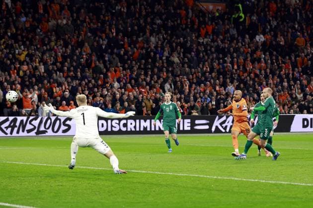 AMSTERDAM - Donyell Malen of the Netherlands scores the 4-0 goal during the World Cup qualifying match between the Netherlands and Lithuania at the Johan Cruijff ArenA on November 17, 2025, in Amsterdam, Netherlands. ANP MAURICE VAN STEEN FIFA 2026 World Cup Qualifier 2025-2026 xVIxANPxSportx xxANPxIVx 542372615 originalFilename: 542372615.jpg