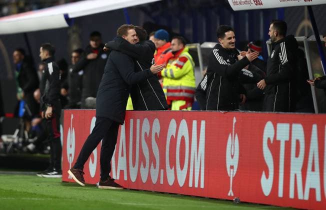 17 11 2025, xtgx, Football World Cup Qualification 2026, Germany Slovakia v l Coach Julian Nagelsmann German National Football Team DFB jubeln jubiliert celebrate at the end of the match DFL DFB REGULATIONS PROHIBIT ANY USE OF PHOTOGRAPHS as IMAGE SEQUENCES and or QUASI VIDEO Leipzig