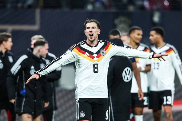 Sport, Football, UEFA European Qualifiers World Cup Qualifiers Europe Group A 10 Matchday Germany Slovakia 17 11 2025, Red Bull Arena Leon Goretzka Germany, 8 is happy about the victory after the match Leipzig Red Bull Arena Saxony Germany