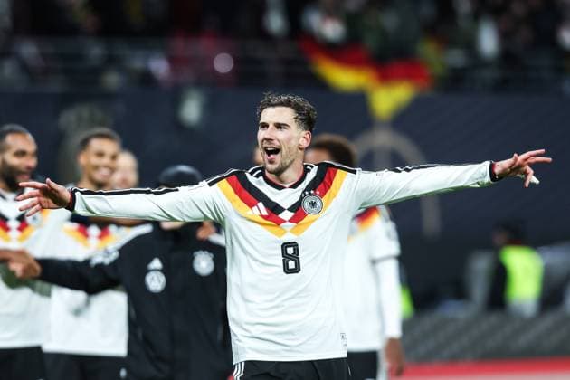 Sport, Football, UEFA European Qualifiers World Cup Qualifiers Europe Group A 10 Matchday Germany Slovakia 17 11 2025, Red Bull Arena Leon Goretzka Germany, 8 is happy about the victory after the match Leipzig Red Bull Arena Saxony Germany