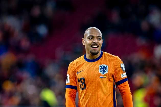 Netherlands forwarder Donyell Malen, during the match FOOTBALL EUROPEAN QUALIFIERS NETHERLANDS LITHUANIA at the Johan Cruijff ArenA for the FIFA World Cup 2026 UEFA Qualifiers Group G Matchday 10 season 2025 2026 in AMSTERDAM, Netherlands on 17 november 2025, photo by Stefan Koops EYE4images DeFodi Images