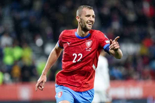 17.11.2025, Olomouc Pilka nozna Eliminacje Mistrzostw Swiata 2026 mecz 8 : Czechy - Gibraltar - Football 2026 FIFA World Cup, WM, Weltmeisterschaft, Fussball qualifiers round Match 8 : Czech Republic - Gibraltar Nz. Tomas Soucek Fot. Michal Chwieduk Arena Akcji NEWSPIX.PL --- newspix.pl 