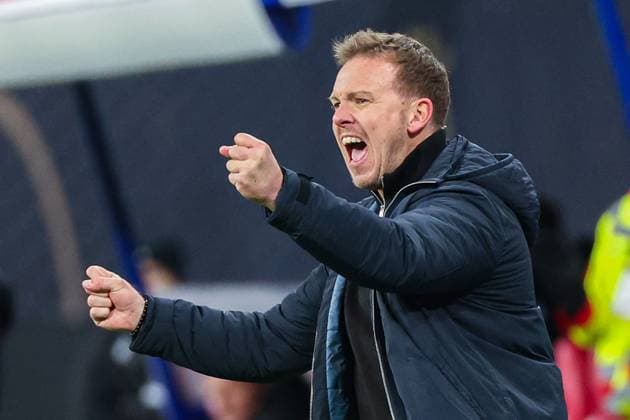 UEFA European Qualifiers World Cup Qualifiers 25 26 Germany Slovakia on 17 11 2025 at the Red Bull Arena in Leipzig Coach Julian Nagelsmann Germany cheers and is happy about the goal MH
