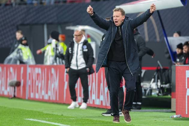 UEFA European Qualifiers World Cup Qualifiers 25 26 Germany Slovakia on 17 11 2025 at the Red Bull Arena in Leipzig Coach Julian Nagelsmann Germany cheers and is happy about the goal MH