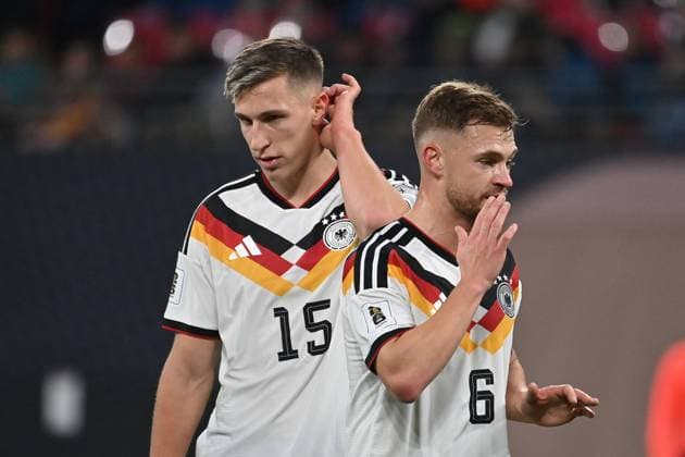 from left Nico SCHLOTTERBECK GER , Joshua KIMMICH GER , Aktiomn Soccer match, World Cup Qualification Group A Matchday 06, Germany GER Slovakia SVK on 17 11 2025, RED BULL ARENA Â