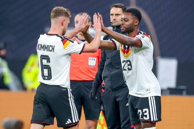 17 11 2025, Football, International match, World Cup Qualification Europe, Germany Slovakia, Red Bull Arena Leipzig , Matchday 10, Season 2025 2026 Joshua Kimmich GER 06 is replaced by Ridle Baku GER 23 Regulations prohibit any use of photographs as image sequences and or quasi video Sachsen Deutschland
