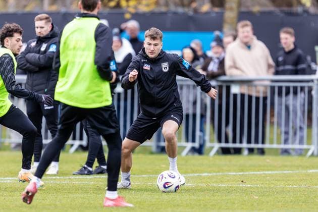 Bundesliga, 3 Liga, public training, First session of coach Pavel Dotchev at SSV Ulm 1846 Football 17 11 2025, Football, Season 2025 2026, 3 Liga, Training ground at the Donaustadion, Public training SSV Ulm 1846 Football, 2 Luis Görlich SSV Ulm 1846 Football Photo Lucca Fundel Ulm Training ground at the Donaustadion Baden Württemberg Germany