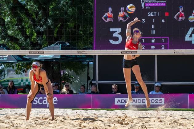 RECORD DATE NOT STATED ADELAIDE, AUSTRALIA - NOVEMBER 18: Lea Sophie Kunst (Player 2 - GER), Melanie Paul (Player 1 - GER) during the Beach volleyball, Beachvolleyball World Championships at Adelaide on November 18, 2025 in Adelaide, Australia. Australia Copyright: xBEAUTIFULxSPORTS PeterxWeberx
