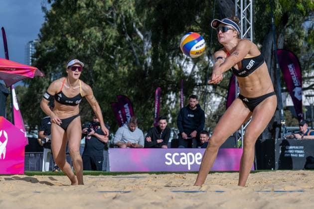 RECORD DATE NOT STATED ADELAIDE, AUSTRALIA - NOVEMBER 18: Svenja Müller (Player 1 - GER), Cinja Tillmann (Player 2 - GER) during the Beach volleyball, Beachvolleyball World Championships at Adelaide on November 18, 2025 in Adelaide, Australia. Australia Copyright: xBEAUTIFULxSPORTS PeterxWeberx