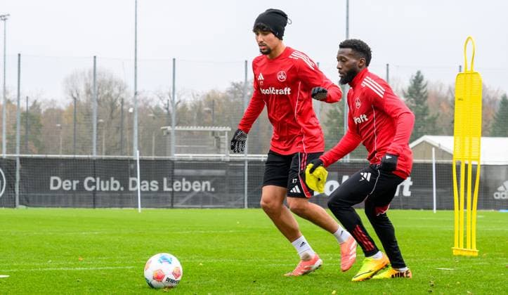 18 11 2025 Soccer 2 Soccer Bundesliga Season 2025 2026 1 FC Nürnberg Nuernberg FCN Club Training Sportfoto Zink xwoxzix Ayoub Chaikhoun 17, 1 FC Nürnberg FCN Mickael Mickaël Biron 7, 1 FC Nürnberg FCN