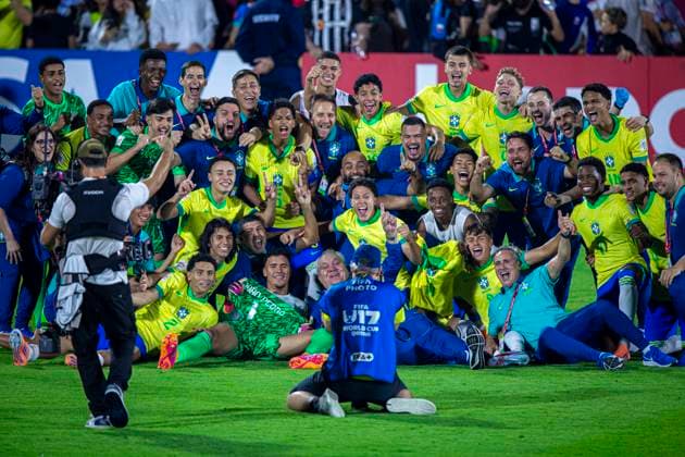 World Cup Football FIFA U17, U 17 World Cup Qatar 2025, Brazil vs France round of 16 Joy, emotions, jubilation after the Brazilian teams victory Copyright: xRedhaxHosnixSegganix