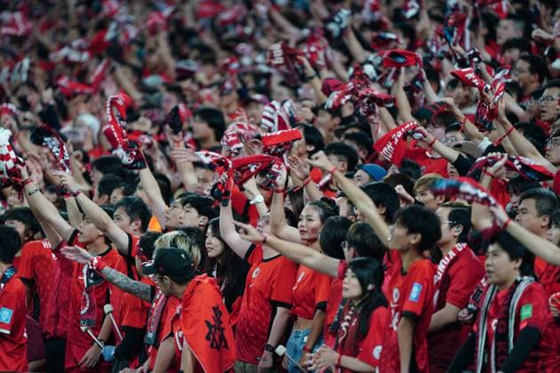 Asian cup qualify Hong Kong vs Singapore Hong Kong team fans during the match at Asian cup qualify of Hong Kong vs Singapore on November 18, 2025 in Hong Kong. (Photo by Ellan Mad Nexpher Images) Hong Kong