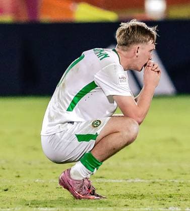 2025 FIFA Under 17 World Cup Round of 16, Aspire Zone Pitch 1, Doha, Qatar 18 11 2025 Switzerland vs Ireland Ireland™s Michael Noonan dejected after the match Michael Noonan dejected after the match 18 11 2025  Copyright: x INPHOx IMG_0580