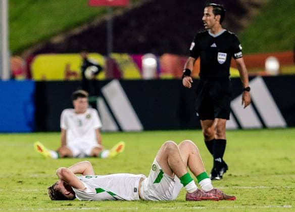 2025 FIFA Under 17 World Cup Round of 16, Aspire Zone Pitch 1, Doha, Qatar 18 11 2025 Switzerland vs Ireland Ireland™s Michael Noonan dejected after the match Michael Noonan dejected after the match 18 11 2025  Copyright: x INPHOx IMG_0588