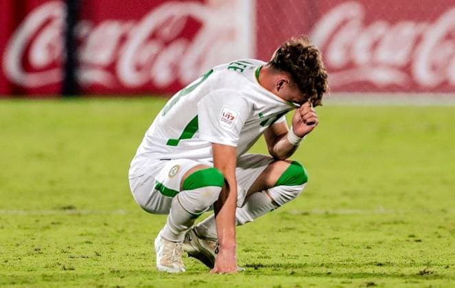 2025 FIFA Under 17 World Cup Round of 16, Aspire Zone Pitch 1, Doha, Qatar 18 11 2025 Switzerland vs Ireland Ireland™s Brody Lee dejected after the match Brody Lee dejected after the match 18 11 2025  Copyright: x INPHOx IMG_0592