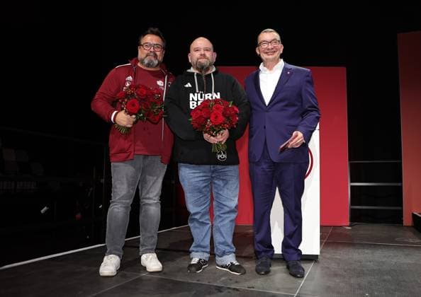 18 11 2025 Football season 2025 2026 2 Football Bundesliga Annual General Meeting Annual General Meeting AGM 2025 Sports photo Zink DaMa xdaxmax Honorary award on behalf of all flag wavers for Josef Seppe Broll and Andreas Andi Meier presented by Peter Meier Chairman of the Supervisory Board 1 FC Nürnberg FCN