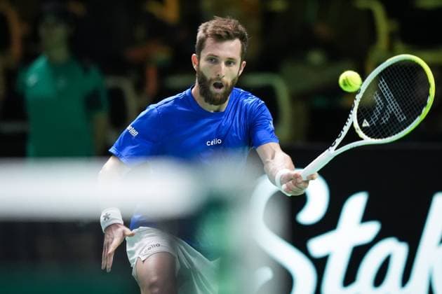 Corentin Moutet in action during 20245 Davis Cup Finals 2025 Quarterfinals match between Corentin Moutet (France) and Raphael Collignon (Belgium) at Bologna Fiere, Bologna, Italy - November 18, 2025. - Tennis.  Copyright: xMassimoxPaolone LaPressex
